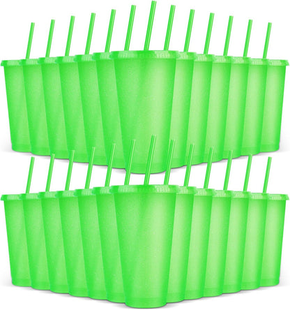 24 Pack Plastic Tumblers with Lids and Straw, Reusable Cups with Lids and Straws Colorful Cups for Cold Drink Iced Coffee, Plastic Tumbler Bulk for Party Birthday Gifts (24 oz, Stylish Colors)