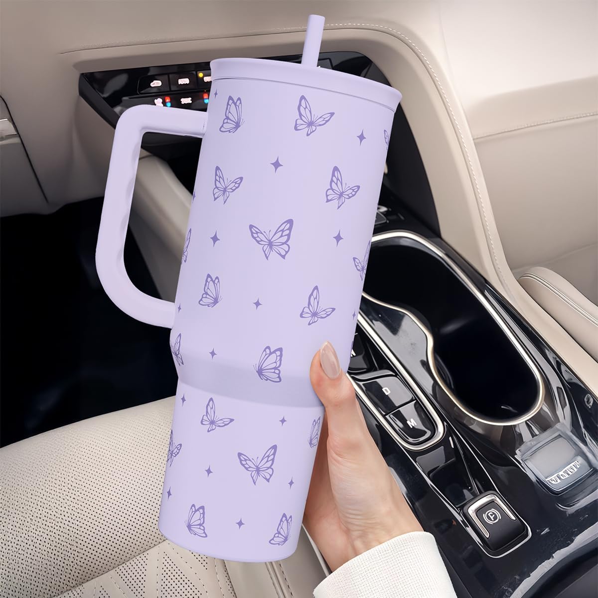 SANDJEST Pickleball 40oz Tumbler With Handle and Straw, Pickleball Queen Insulated Stainless Steel Travel Coffee Mug for Women Girls Players, Gift Idea for Birthday Christmas Mothers Day