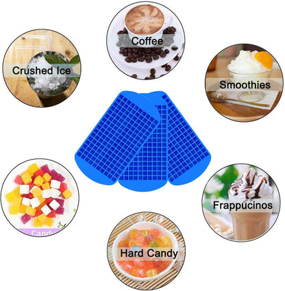 Mini Ice Cube Trays for Freezer 1 Pack — 160 Small Crushed Ice Cube Molds, BPA Free Food Grade Silicone, Easy Release Stackable Trays for Iced Coffee, Whiskey, Cocktail & Drinks