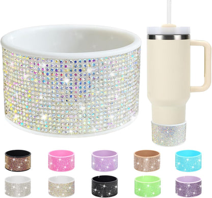 Rhinestone Silicone Boot for 40oz 30oz Stanley Quencher, Anti-Slip Silicone Protector for Qunercher Pro Tour Flip 40oz 30oz, Cup Accessories for 2.75-2.95 inch Trapezoidal Cylinder Base