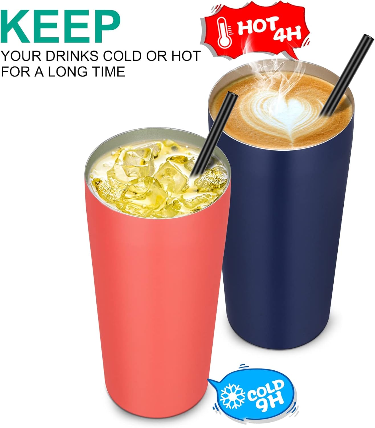 VEGOND 20oz Tumbler Bulk with Lid and Straw 1 Pack, Stainless Steel Vacuum Insulated Tumbler, Double Wall Coffee Cup Travel Mug, River Green