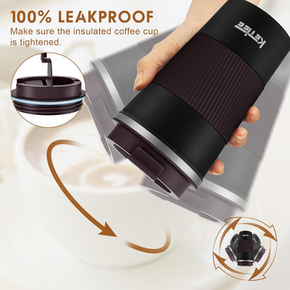 KETIEE Travel Coffee Mug Spill Proof 12oz, Insulated Travel Mug to Go, Reusable Coffee Cup with Seal Lid, Vacuum Stainless Steel Tumbler for Hot/Cold Drinks (Red)
