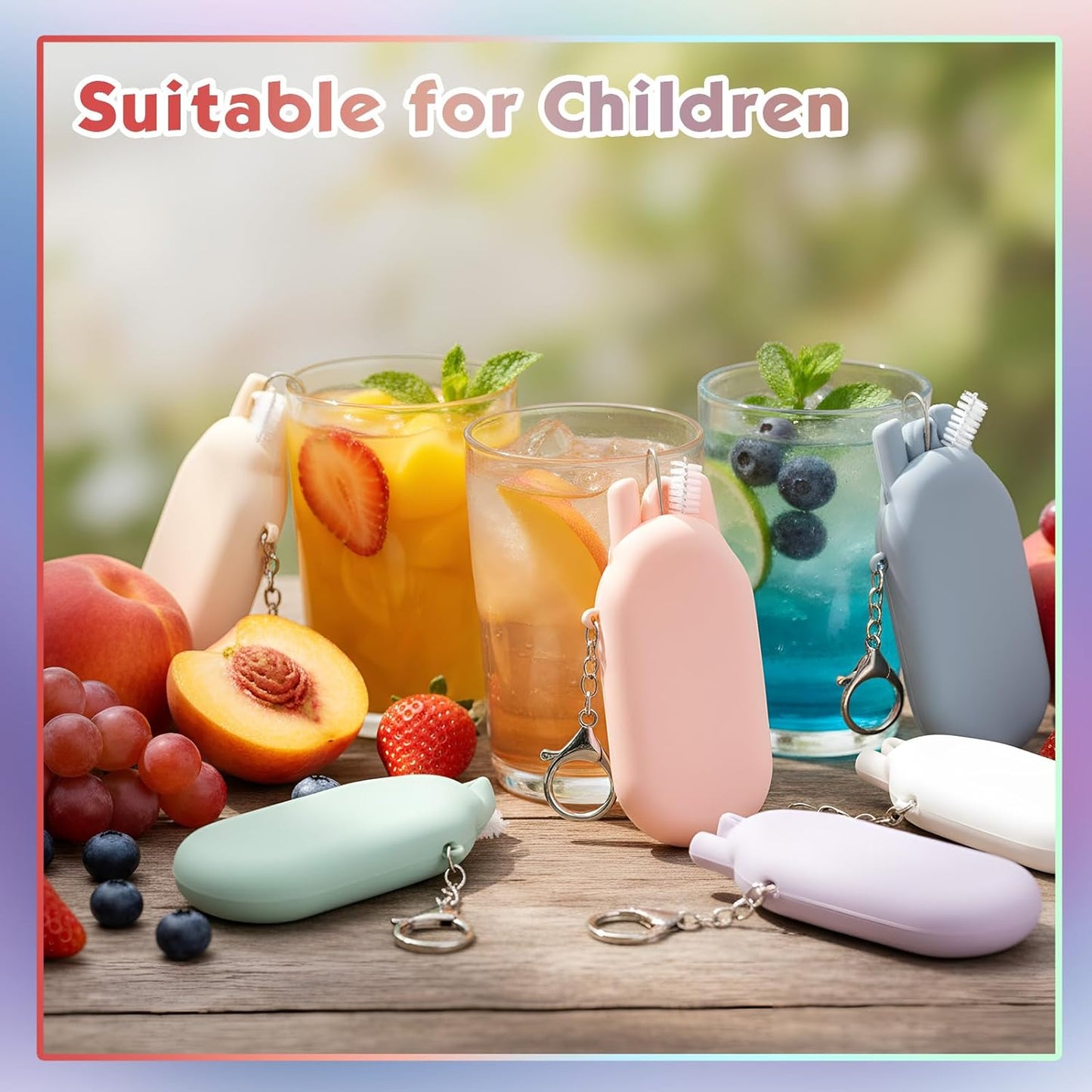 Meanplan 8 Set Cruise Ship Essentials,Silicone Straws with Case Reusable Foldable Portable Drinking Straw for Party Travel Cold or Hot with Carry Case and Cleaning Brushes (Rainbow Colors)
