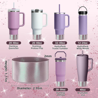 Glossy Gradient Silicone Boot, Compatible with Stanley H2.0 20-40oz & IceFlow 20-30oz, Chameleon Metallic Shimmer Cup Sleeve Protector for Hydroflask and Bottle Bottom with 2.8-3in