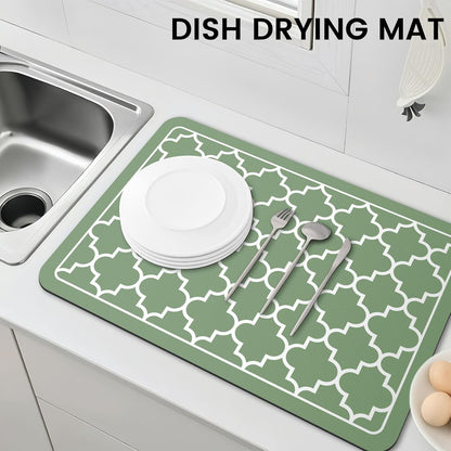 WISELIFE Dish Drying Mat Super Absorbent Drying Mat Large Dish Drying Mats for Kitchen Counter Easy Clean Dish Mat Kitchen Drying Mat15"x 18" Stylish Grey