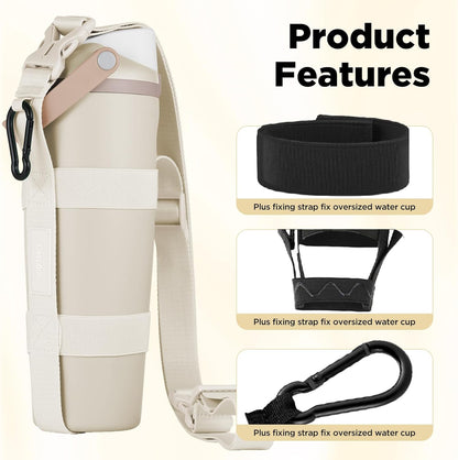 EasyAcc Water Bottle Holder Strap Sling, for Owala FreeSip 24 32 40 oz, Hydro Flask, Cirkul, Yeti, Stanley Flip, Universal Water Bottles, with Carabiner, for Walking Curise Travel (Bottle Excluded)