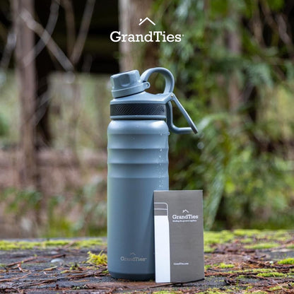 GRANDTIES 2 Lids Sports Stainless Steel Water Bottles – Wide Mouth Vacuum Insulated Reusable Leak Proof BPA-Free Travel Metal Canteen, Thermal Bottles for Men Women Gym (Ivory White 32 oz)
