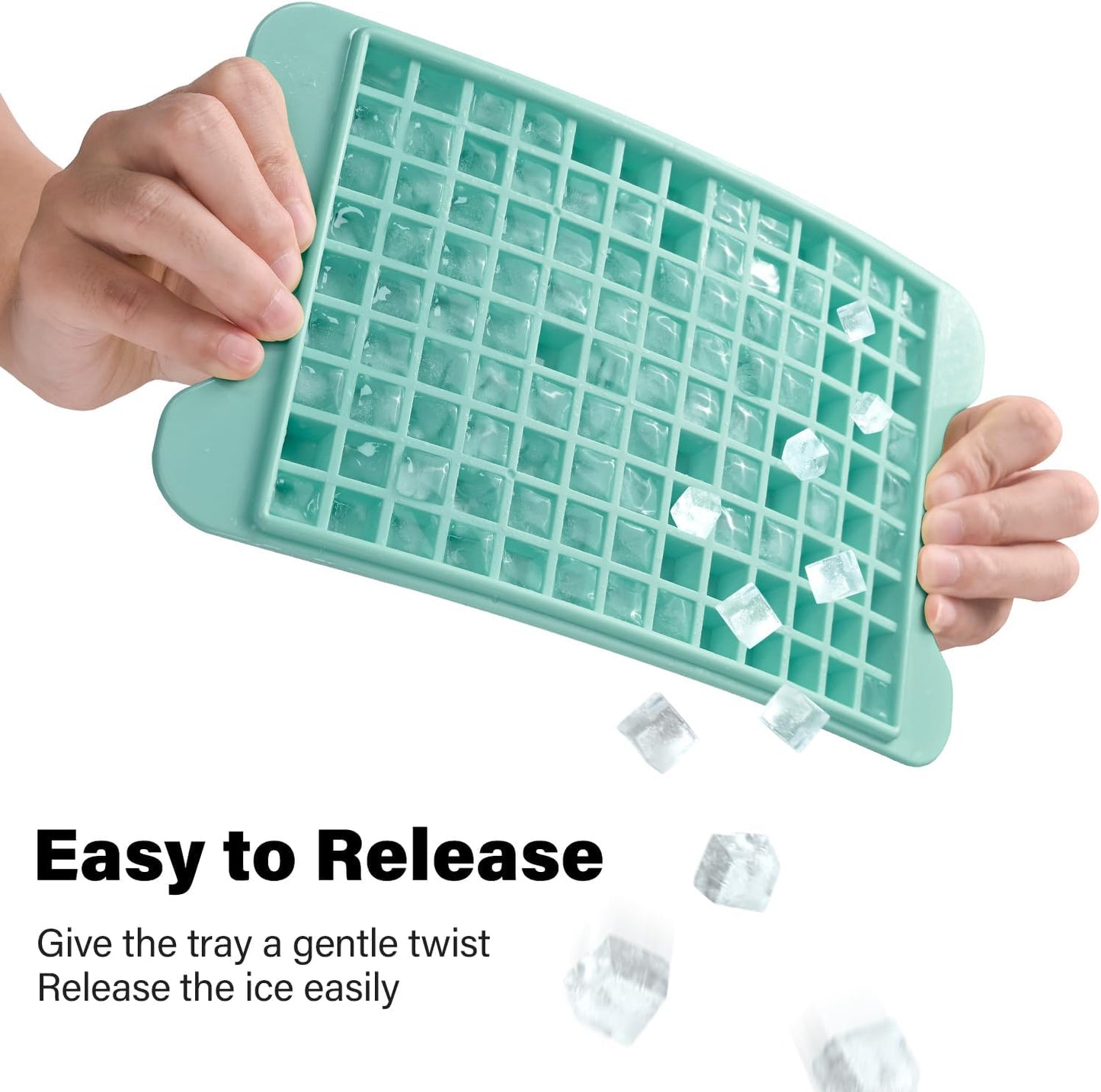 Mini Ice Cube Tray for Freezer: FDDBI Small Ice Trays for Freezer with Bin - 117×4PCS Easy Release Nugget Ice Tray - Crushed Ice Tray with Container