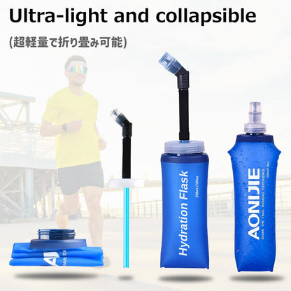 Azarxis TPU Soft Flask Collapsible Water Bottles BPA-Free 250ml 350ml 500ml for Hydration Vest Pack Running Hiking Cycling Climbing