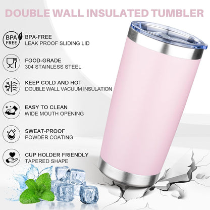 20oz Tumbler with Lid Double Wall Vacuum Insulated Travel Coffee Mug Stainless Steel Thermal Cup Powder Coated Sturdy Coffee Tumbler for Hot and Cold Beverage (Baby blue,1)