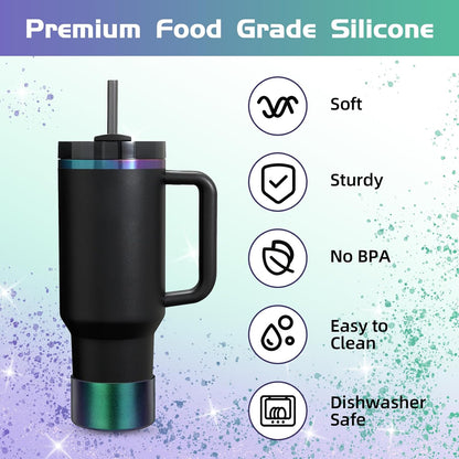 Glossy Gradient Silicone Boot, Compatible with Stanley H2.0 20-40oz & IceFlow 20-30oz, Chameleon Metallic Shimmer Cup Sleeve Protector for Hydroflask and Bottle Bottom with 2.8-3in