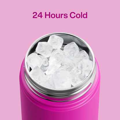 ENCOOL Insulated Water Bottle with Straw Stainless Steel Water Bottle, Leak-Proof, BPA-Free, Double Wall Vacuum Keeps Cold for 24 Hours for Sports, Travel, School (26 oz, Cotton Candy) - Colors B
