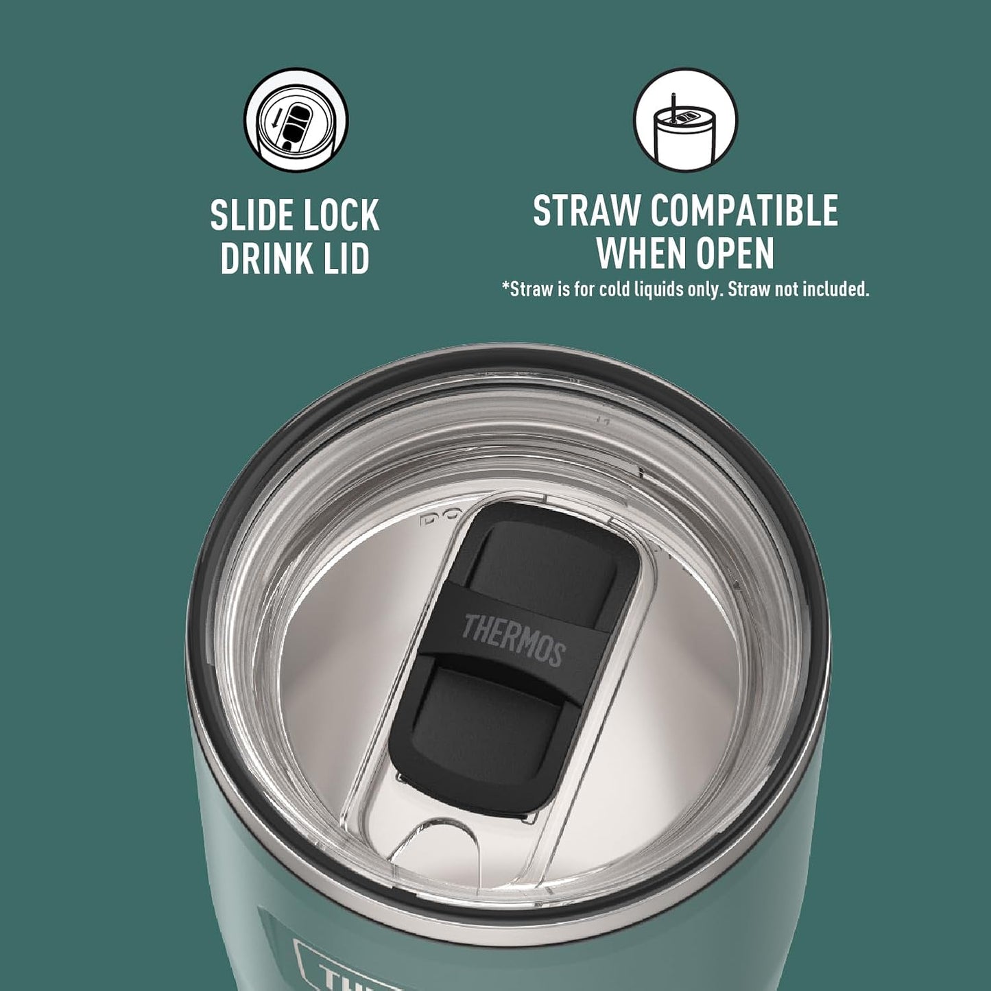 THERMOS ICON SERIES, Stainless Steel Tumbler with Slide Lock, 18 Ounce, Mystic Navy