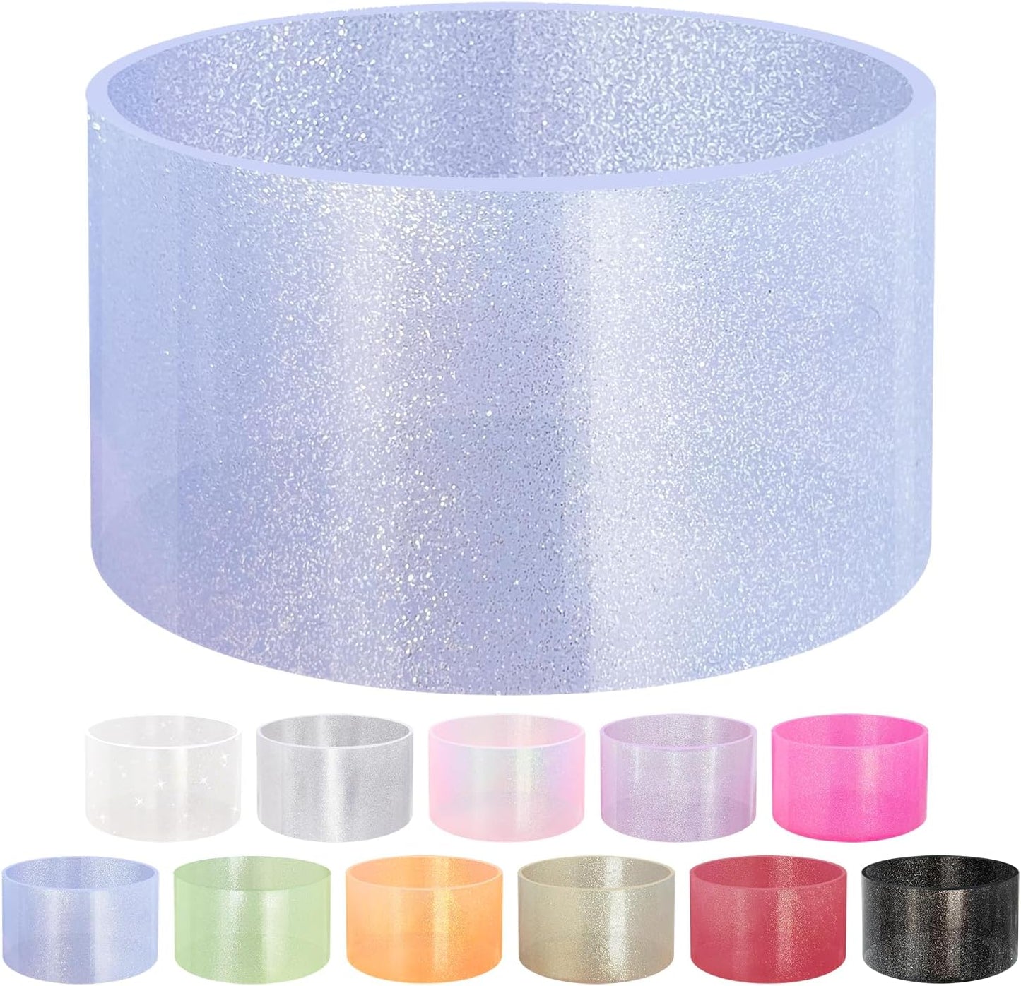 Jelly Luster Glitter Silicone Transparent Boot for Stanley 20-40oz, Compatible with Hydro Flask or Other Water Bottle Tumbler, 2.85-3.0 inch Protective Anti-Slip Bottom Sleeve Cover