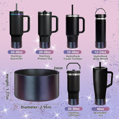 Glossy Gradient Silicone Boot, Compatible with Stanley H2.0 20-40oz & IceFlow 20-30oz, Chameleon Metallic Shimmer Cup Sleeve Protector for Hydroflask and Bottle Bottom with 2.8-3in