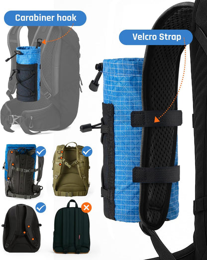 Large Water Bottle Holder Pouch Bag, Backpack Water Bottle Holder Mesh Bag Carrier Fits for 10-32oz Bottles, Heavy-Duty Water Bottles Holder Accessories for Hiking, Sports, Travel, Outdoor