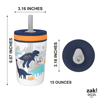 Zak Designs 15oz Bluey Kelso Tumbler Set, Leak-Proof Screw-On Lid with Straw Made of Durable Plastic and Silicone, Perfect Bundle for Kids, 2 Count (Pack of 1) - Colors B
