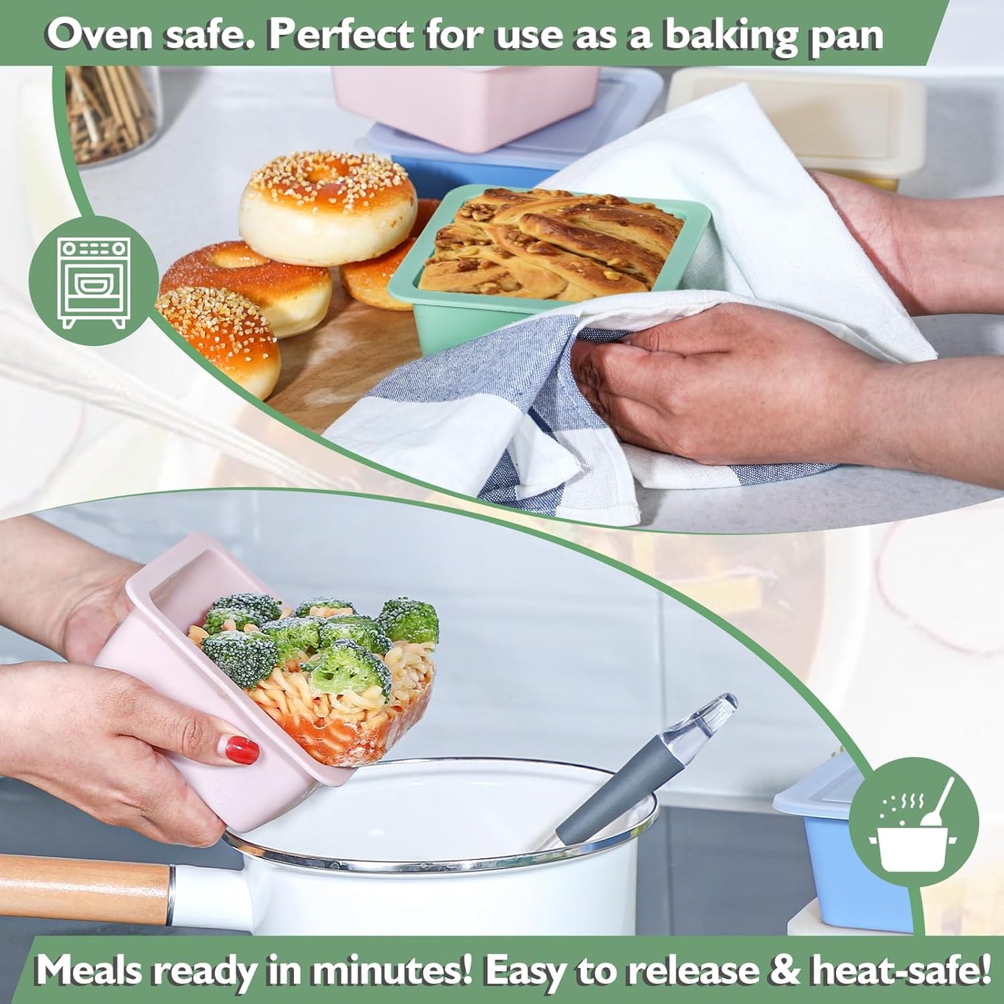 Webake Water Bottle Ice Cube Tray with Silicone Lids, 2 Pcs Long Ice Stick Molds - Stackable & Space-Saving, Perfect for Highball Drinks, Cocktail Parties & Sports Bottles