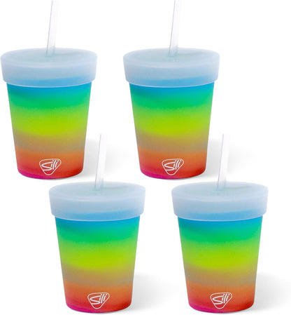Silipint 8oz Silicone Tumbler with Straw and Lid – Unbreakable, BPA Free, Non-Toxic, Dishwasher, Microwave, Freezer Safe Tumbler Cup – Drinkware for Juice, Smoothies, Coffee (Cool Berry Crush)