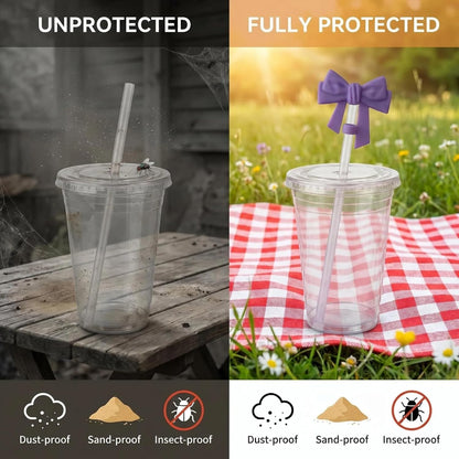 BTYHAOS Silicone Straw Caps for 10mm Tumblers | Reusable Dust-Proof Straw Toppers Compatible with Stanley 30oz & 40oz Tumblers (Purple Flower 3pc)