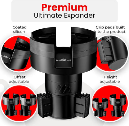Integral Expandable Mug Holder - YETI 14oz Rambler Cup Holder - Car Cup Holder Expander with Adjustable Base - Rubber Tabs Hold Most Coffee Mugs Ramblers 10oz