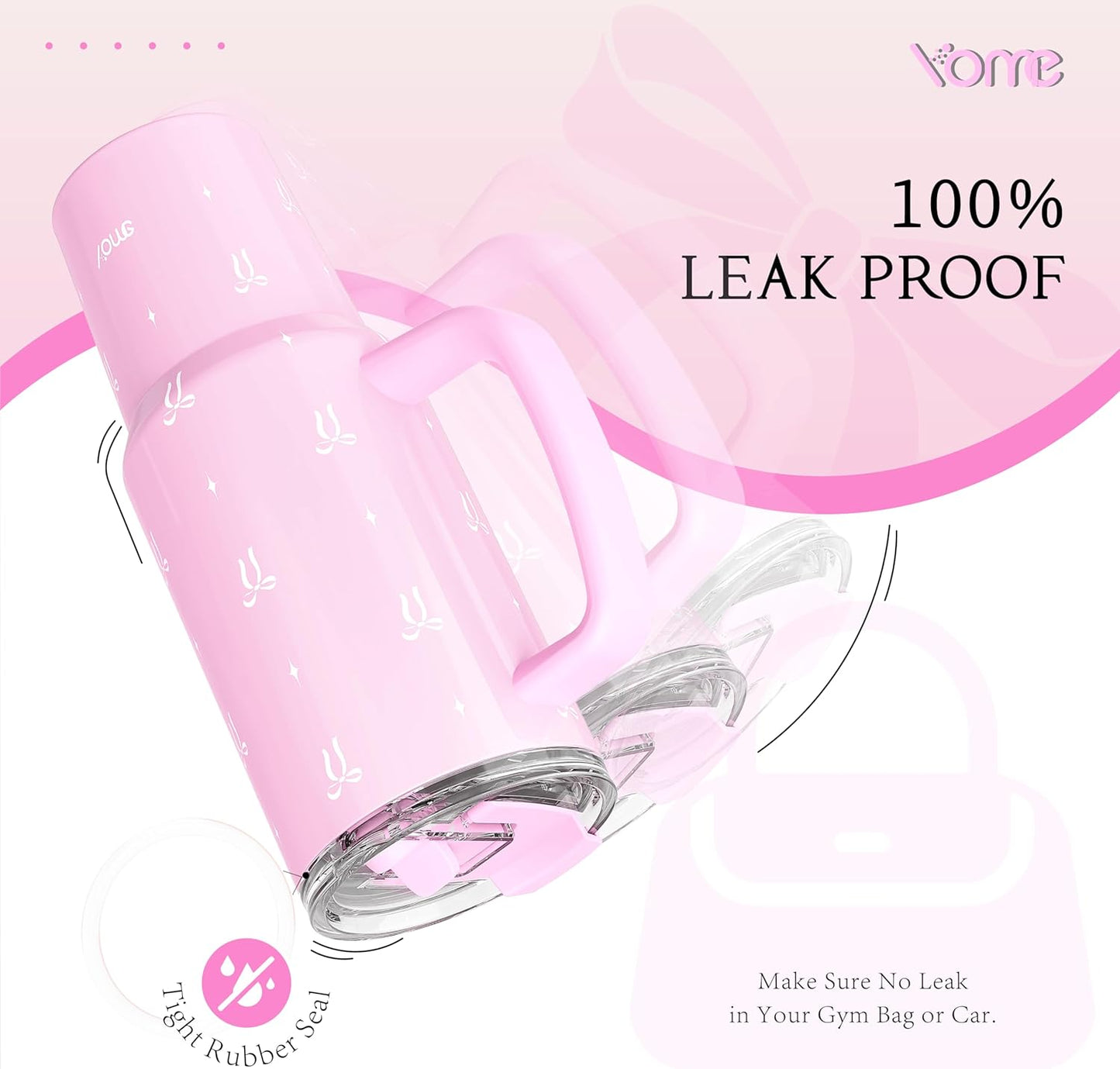 YOME 40oz Nurse Tumbler with Handle and Flip Straw | Stainless Steel Insulated Water Bottle | Keeps Drinks Cold | Dishwasher Safe | Cupholder Friendly | Gift Gym Travel Yoga