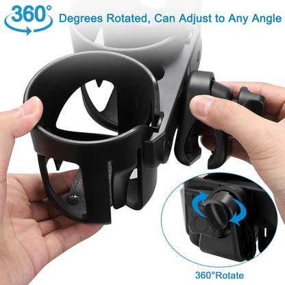 Accmor Stroller Cup Holder, Universal Cup Holder for Walker Wheelchair Bike, 360° Rotatable Stroller Cup Holder Attachment Accessories for Walker, Wheelchair, Scooter