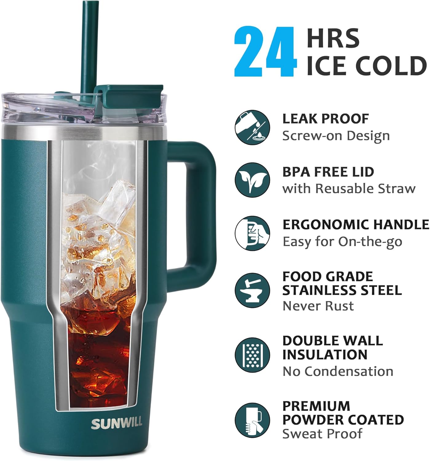 SUNWILL 20 oz Tumbler with Handle and Straw Leak Proof,Travel Coffee Mug with Lid, Stainless Steel Cup Insulated for Office & Gym, Cupholder Friendly, Powder Coated Orchid