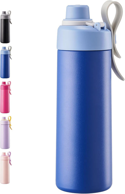 Fijinhom 18 oz Insulated Water Bottle with Handle, 304 Stainless Steel Double Wall Vacuum, Keep 24H Cold, Leak Proof, BPA-Free,with Lid & Non-Slip Bottom for Outdoor, Sports, Work, Travel (Black)