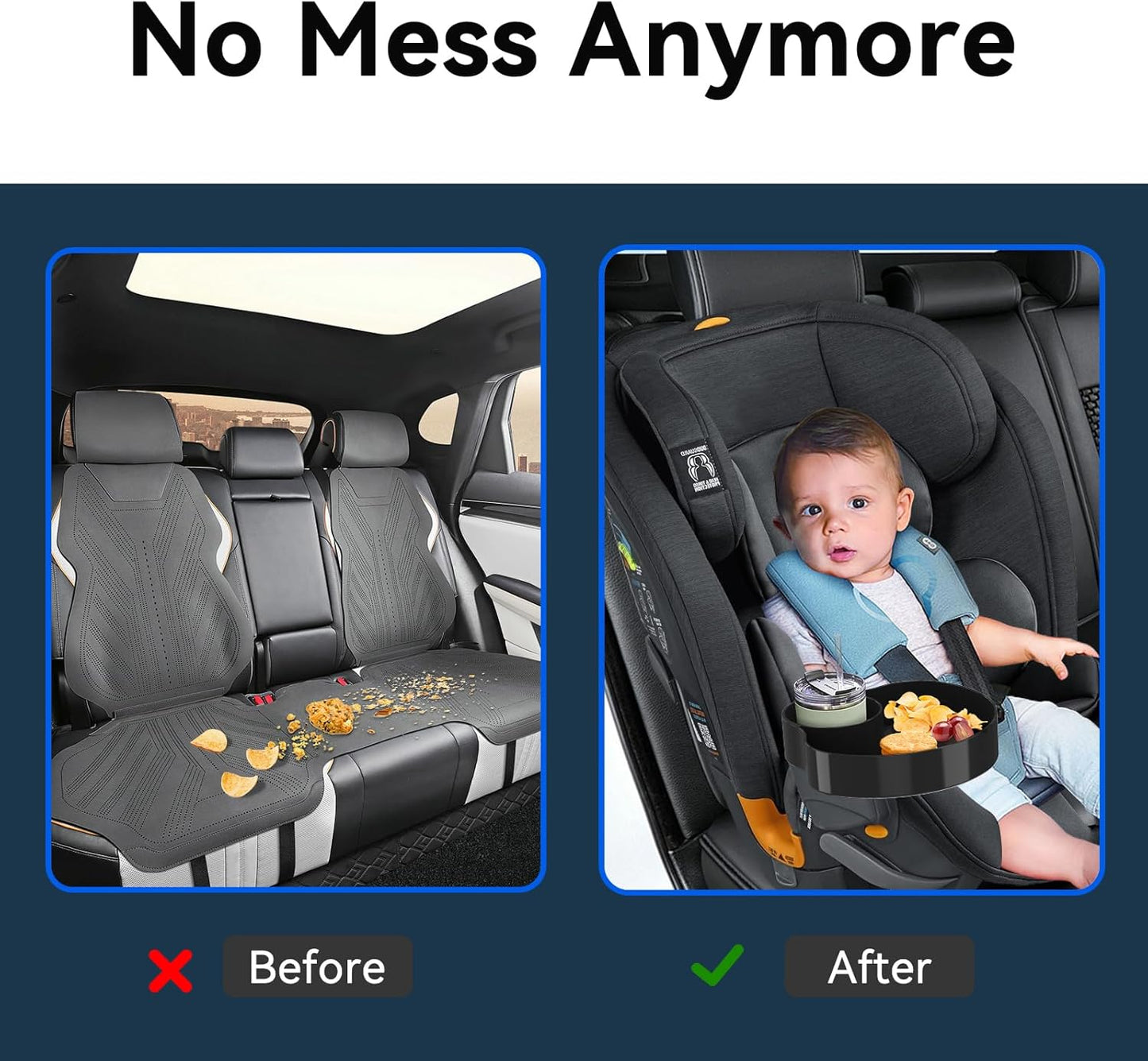 [2 Packs] Kids Car Seat Tray, Travel Tray with Cup Holder for Toddler Baby, Kids Car Seat Food Snack Organizer for Road Trip, Stroller snack, travel must haves - Pink