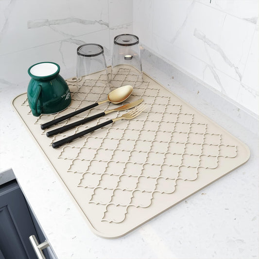 AMOAMI-Dish Drying Mats for Kitchen Counter-Silicone Dish Drying Mat-Kitchen Dish Drying Pad Heat Resistant Mat-Kitchen Gadgets Kitchen Accessories Kitchen Small Appliances(12" x 16", BLACK)