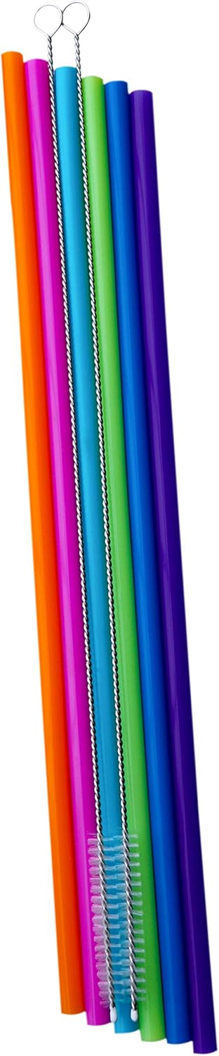 Pastel Color 14” Extra Long Silicone Replacement Straw for 40 oz Stanley Cup, Reusable Flexible Tall Giant Big Drinking Straw for Quencher Tumbler,1Gallon/64 oz Water Bottle,Hydro Jug-6 pack