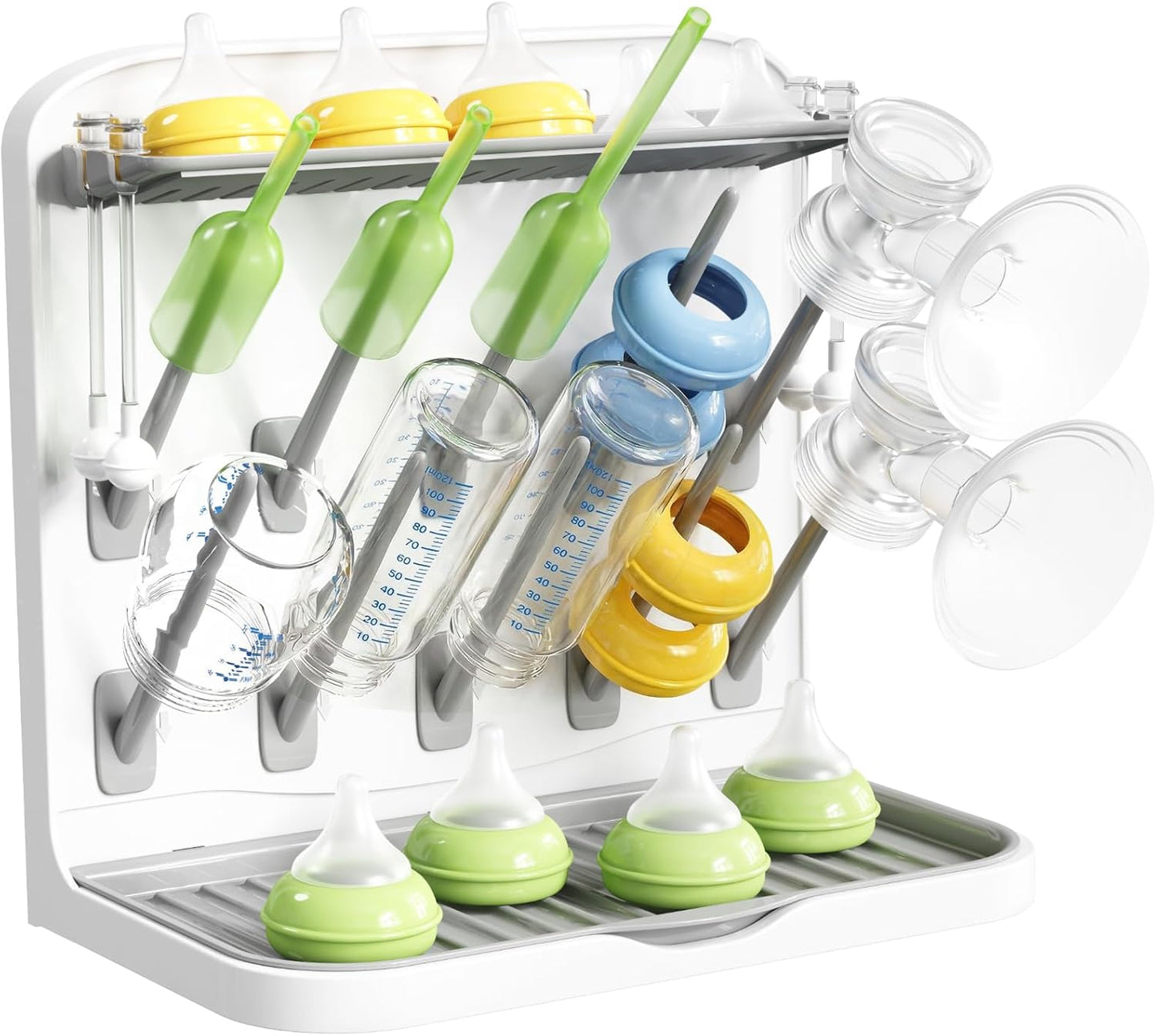 Lifewit Large Baby Bottle Drying Rack 15 Hooks, Newborn Essentials Must Haves, Bottle Storage Organizer for Countertop, Cabinet, Rack Dryer Holder for Pacifiers, Pump Parts, Baby Stuff