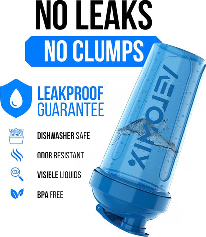 VELOMIX -2 Pack- 28 oz Protein Shaker Bottles for Protein Mixes - 2x Wire Whisk | Leak Proof Shaker Cups for Protein Shakes | Protein Shaker Bottle Pack (Black/Transparent)