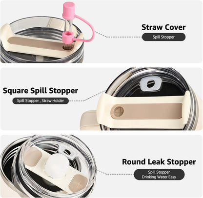 MOLOSLEEVE 21 Colors Straw Toppers Include A Set of Leak-proof Plugs, for Stanley Straw Covers Cap for Stanley Cup 2.0 30oz, 40oz, Silicone, Dust-Proof （Clear）
