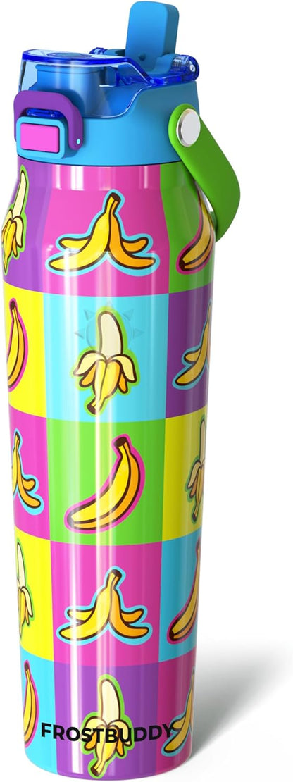 Frost Buddy 24oz Insulated Water Bottle with Straw & Chug Lid | Leak-Proof Stainless Steel | 24-Hours Cold | Sweat-Proof, Cup Holder Friendly | Ideal for Gym, Travel, Sports & Everyday Hydration - Colors B