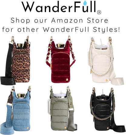 WanderFull Original HydroBag Fits Up to 32 oz Water Bottle Holder with Strap – Hands-Free Crossbody Water Bottle Carrier Bag with Phone Pocket - Colors A