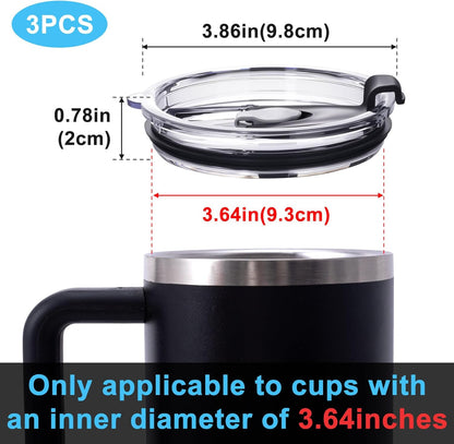 HINZIC 5 Pack Replacement Lids for 20 oz Tumbler,Travel Spill Proof Resistant Cup Lids Covers with Slider Switch fit Coffee Cups and More, Straw Friendly,Black