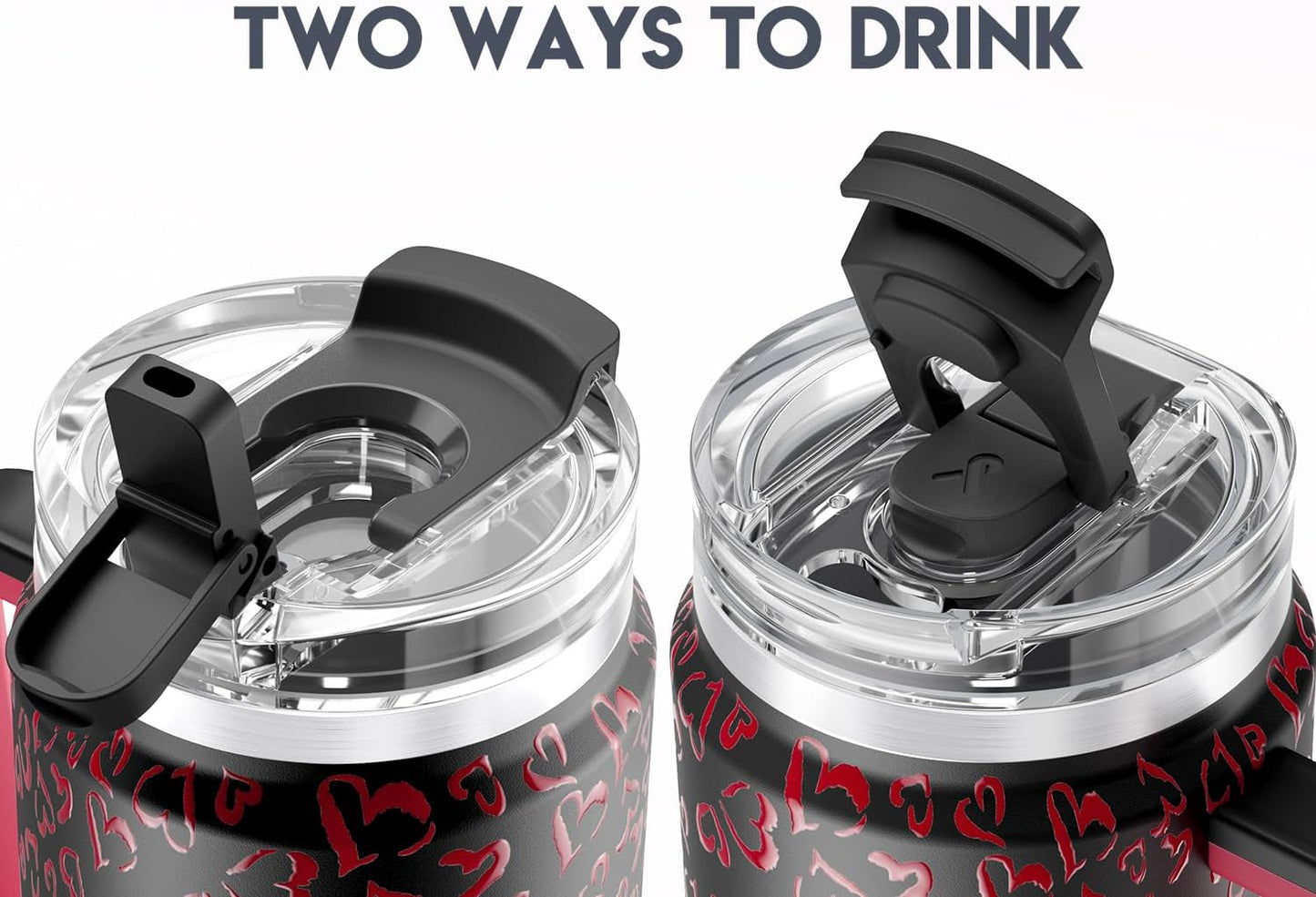 Meoky 32 oz Tumbler with Handle, Insulated Tumbler with Lid and Straw, Stainless Steel Travel Mug, Keeps Cold for 24 Hours, 100% Leak Proof, Fits in Car Cup Holder (Night)
