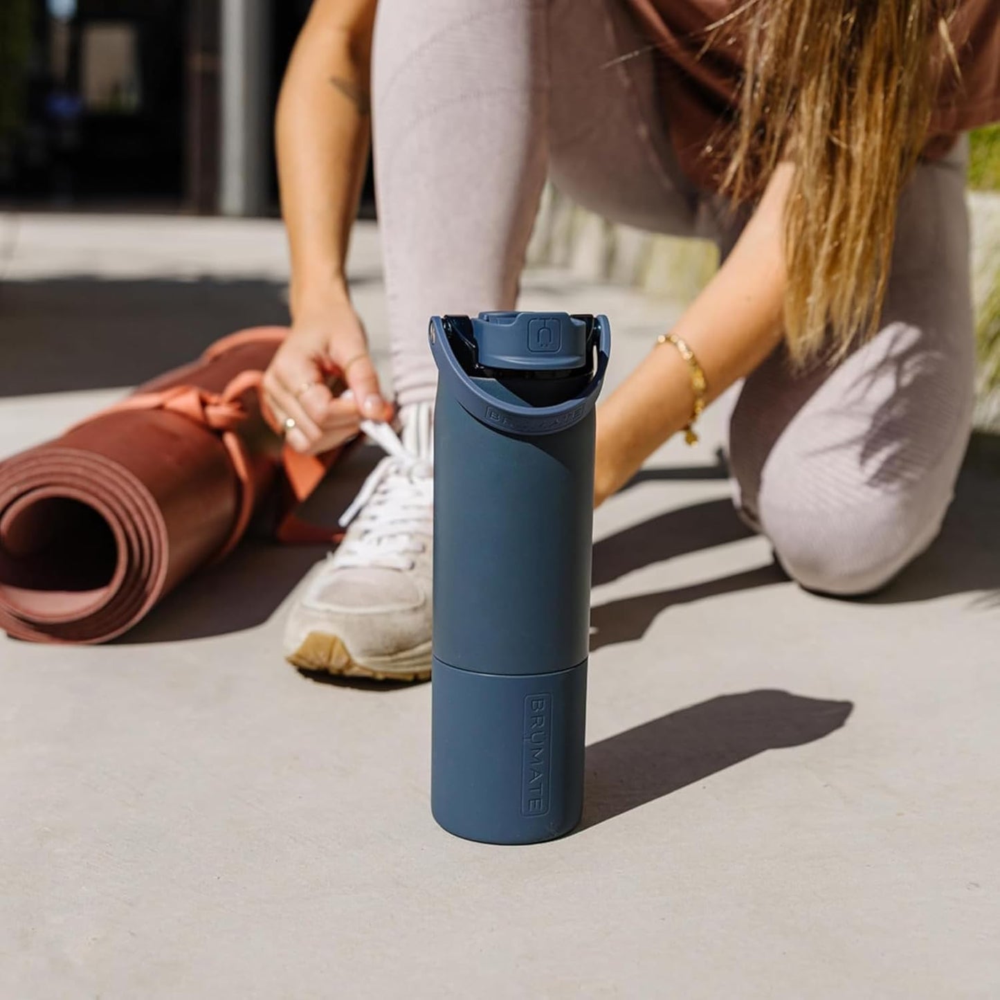 BrüMate Rise 25oz Water Bottle With 100% Leakproof Covered Silicone Straw | Insulated Stainless Steel Water Bottle | Cup-Holder Friendly | Fast Flow | Soft Sip Silicone Spout | BPA-Free (Rose Taupe)