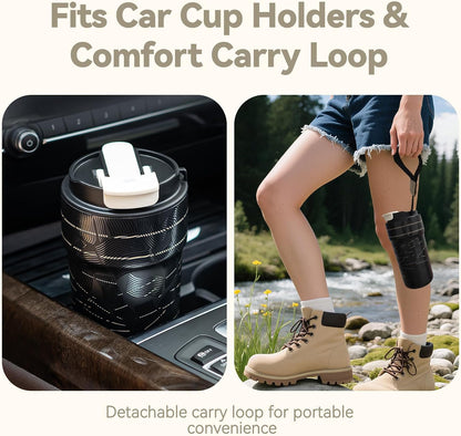 20oz Artic Ceramic Lined Coffee Tumbler, 3D Floral Print Design, Insulated Stainless Steel Travel Mug with Lid and Straw, BPA-Free Leak-Proof for Hot & Iced Coffee Tea, Unique Gifts for Women