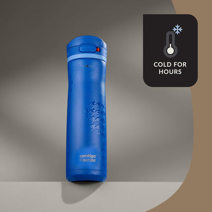 Contigo Jackson Chill 2.0, Vacuum-Insulated Stainless Steel Water Bottle with Secure Lid, Leak-Proof Travel Friendly, 20oz Capacity, Blueberry Color, Keeps Drinks Cold for 12 Hours