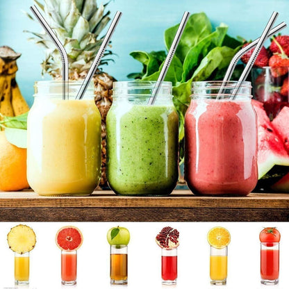 Set of 10 Stainless Steel Straws, HuaQi Straight Reusable Drinking Straws 10.5'' Long 0.24‘’ Dia for 30 oz Tumbler and 20 oz Tumbler, 2 Cleaning Brush Included (10 Straight Straw + 2 Brushes）