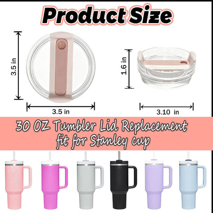 40 OZ Tumbler Lid Replacement Compatible for Stanley Quencher H2.0, 1 Pack BPA Free Clear Lid Replacement for Stanley Cup Accessories(Clear-White)