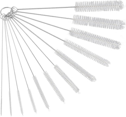 Straw Cleaner Brushes Sets, 12 Pieces 8.2 Inch Botthle Cleaning Brush and Nylon Tube Brush Brush Kit for Sippy Cup, Tumbler, Water Bottle, Drinking Straw (Black)