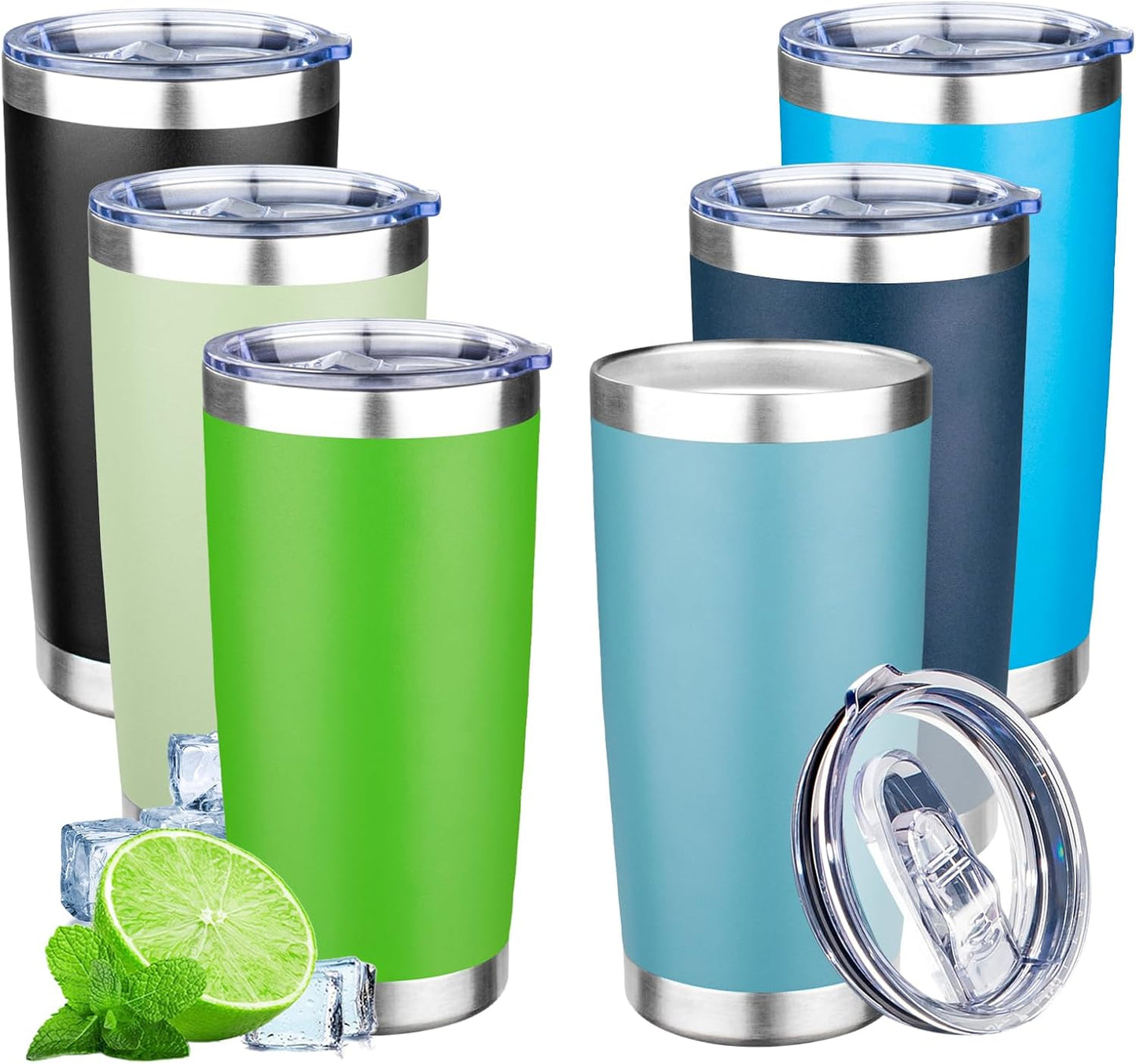 20oz Tumbler with Lid Double Wall Vacuum Insulated Travel Coffee Mug Stainless Steel Thermal Cup Powder Coated Sturdy Coffee Tumbler for Hot and Cold Beverage (Baby blue,1)