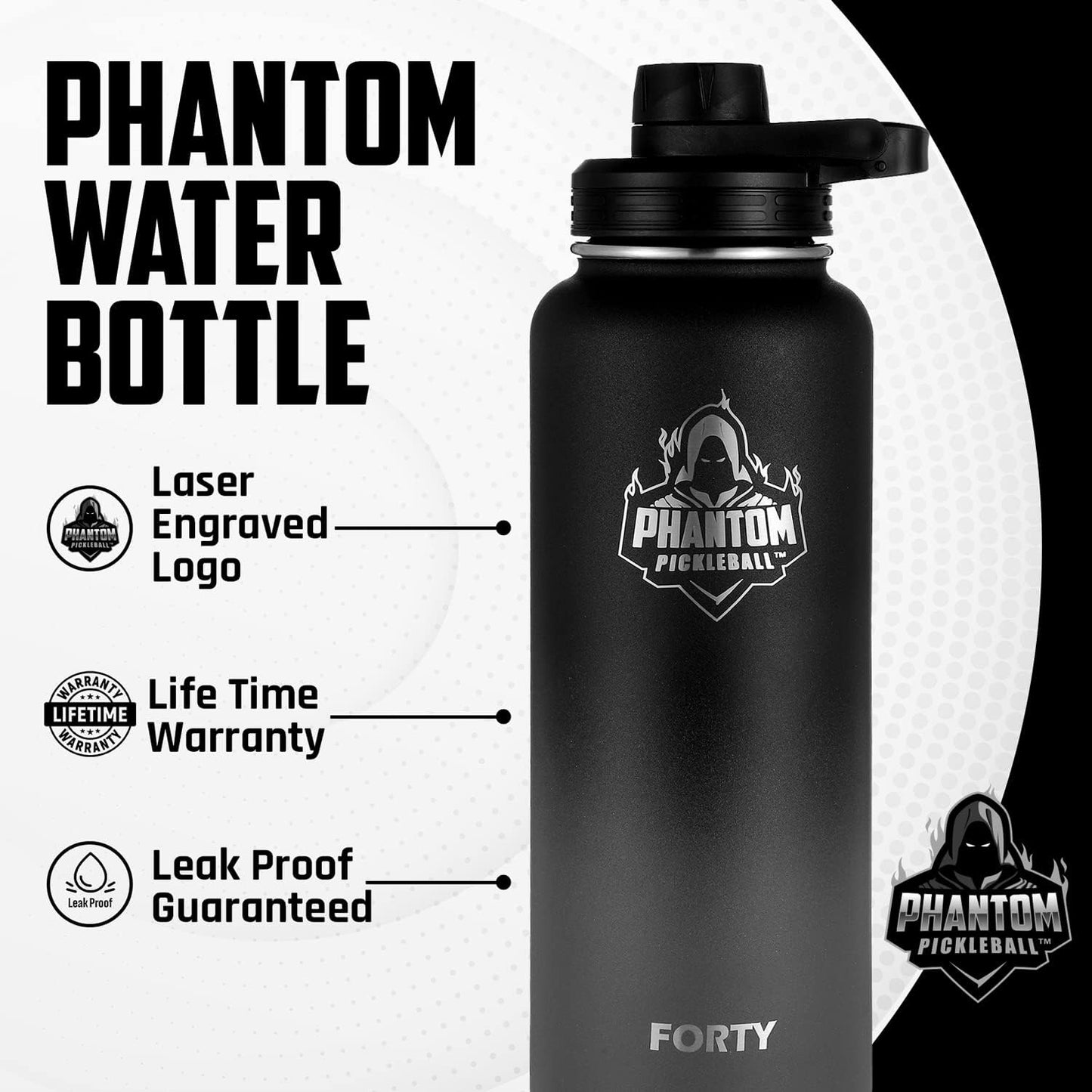 Stainless Steel Water Bottle – Double Wall Insulation 40 Oz Water Bottles – Leakproof Water Jug with Spout with Twist Cap – Ideal Sports Bottle for Training, Hydration