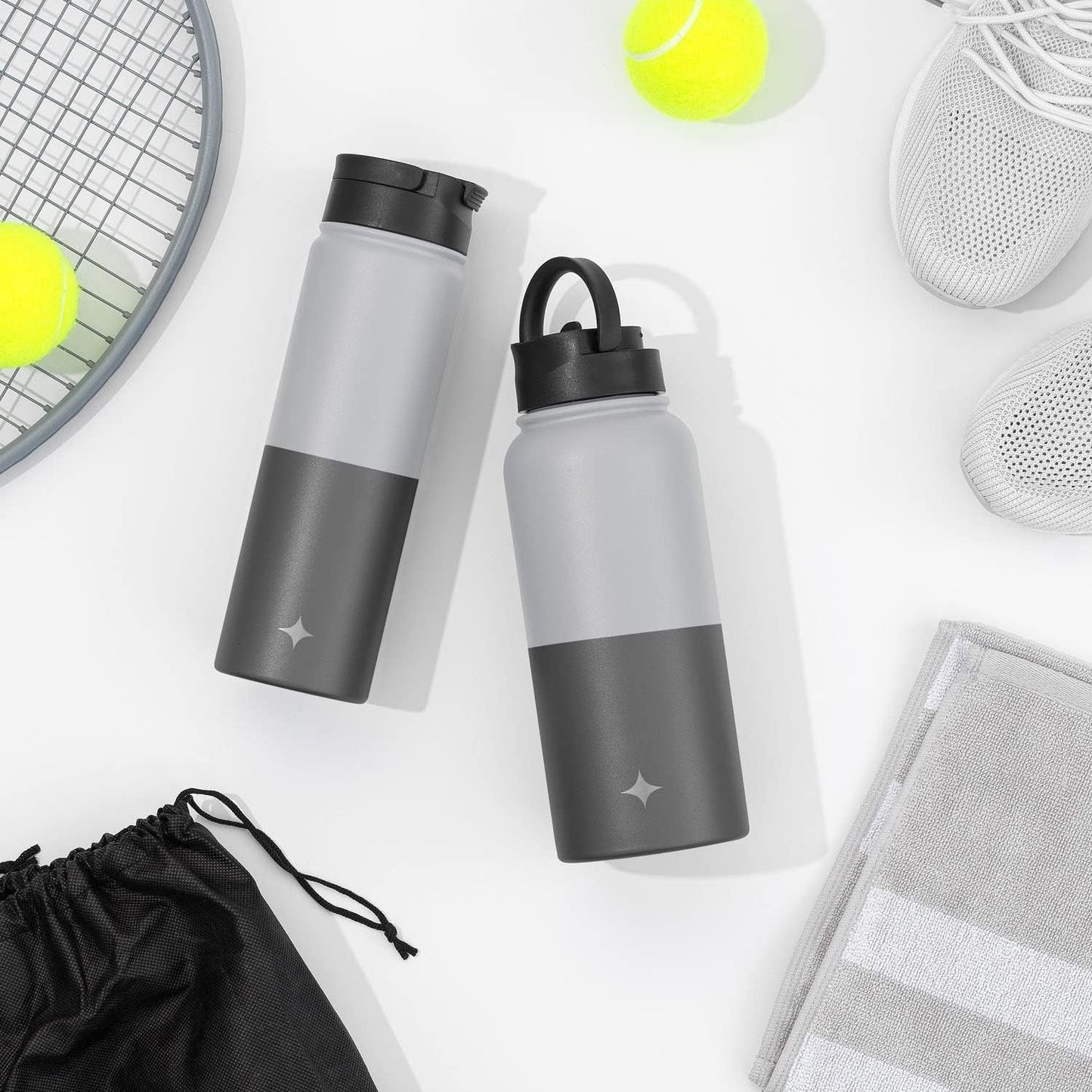 JoyJolt Triple Insulated Water Bottle with Straw Lid AND Flip Lid! 22oz Water Bottle, 12 Hour Hot/Cold Vacuum Insulated Stainless Steel Water Bottle. BPA-Free Leakproof Water Bottles - Thermos Bottle