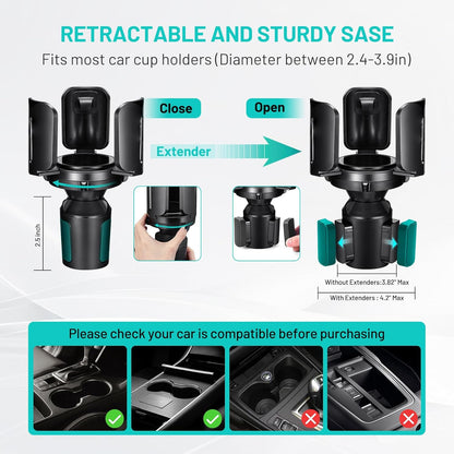 Car Cup Holder Expander Adapter (Adjustable) This Hill All Purpose Cup Holder Expander for Car with Rubber Fits Less Than 5.51" Large Bottles & Mugs & Foods & Drinks