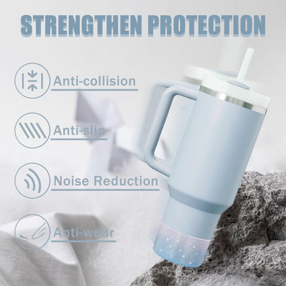 Jelly Luster Glitter Silicone Transparent Boot for Stanley 20-40oz, Compatible with Hydro Flask or Other Water Bottle Tumbler, 2.85-3.0 inch Protective Anti-Slip Bottom Sleeve Cover